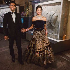 Bridal Royal Velvet Wedding Lehenga (Anamika Khanna and Sabyasachi-style)
